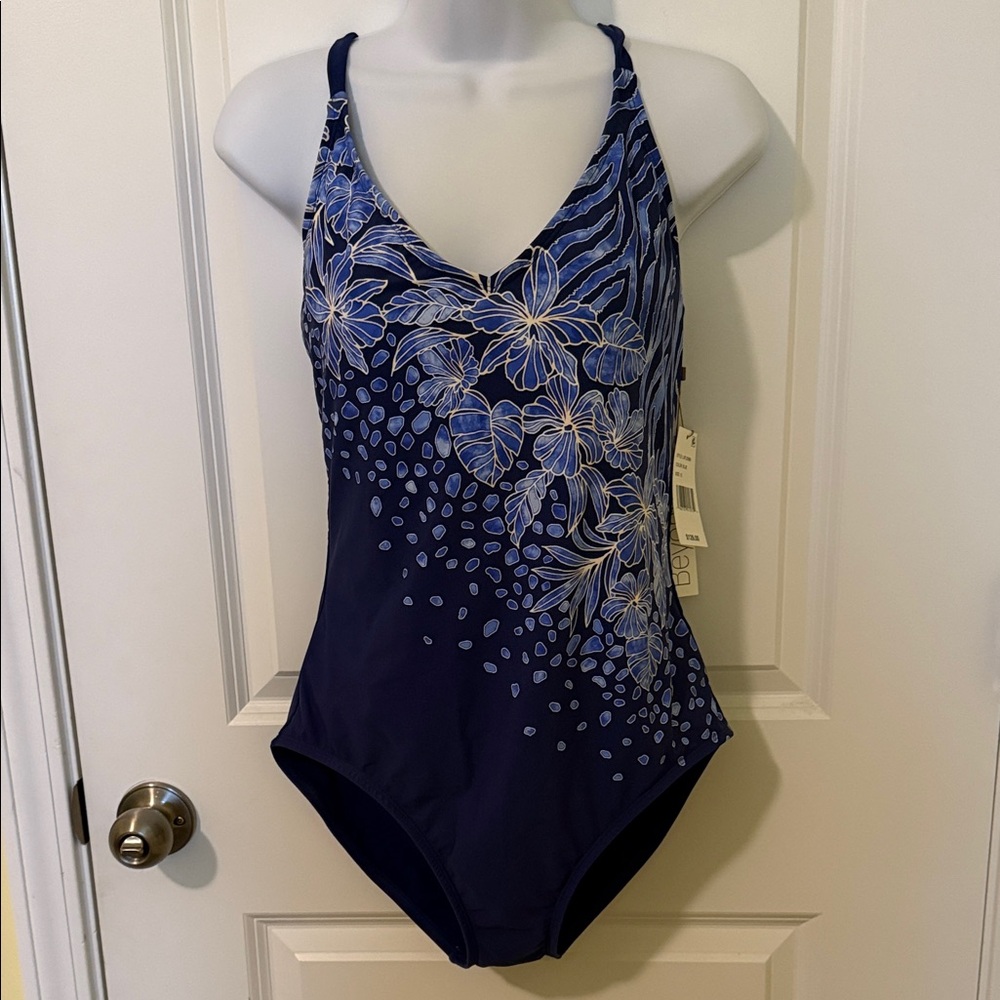 Beyond Control Blue Floral Women's Swim One Piece